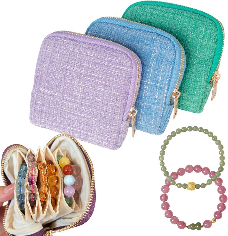 CHIMORY 2026 New Mini Jewelry Travel Case – Jewelry Travel Case for Crystal Bracelets, Rings, Bangles with Smooth Metal Zipper, Elegant Jewelry Pouch for Journey, Crystal Jewelry Storage Pouch, Tweed Purple - Image 1